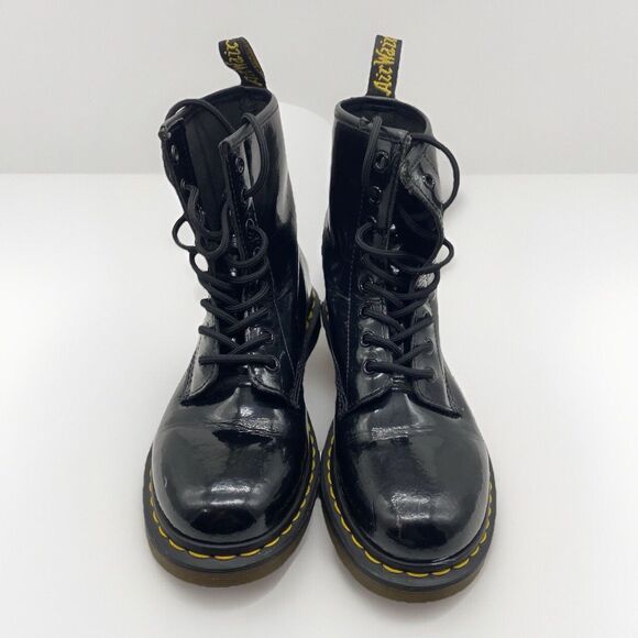 Dr. Martens Black Lace-Up Boots Patent Leather Size US W 7/ US M 6 1460W - Picture 5 of 11